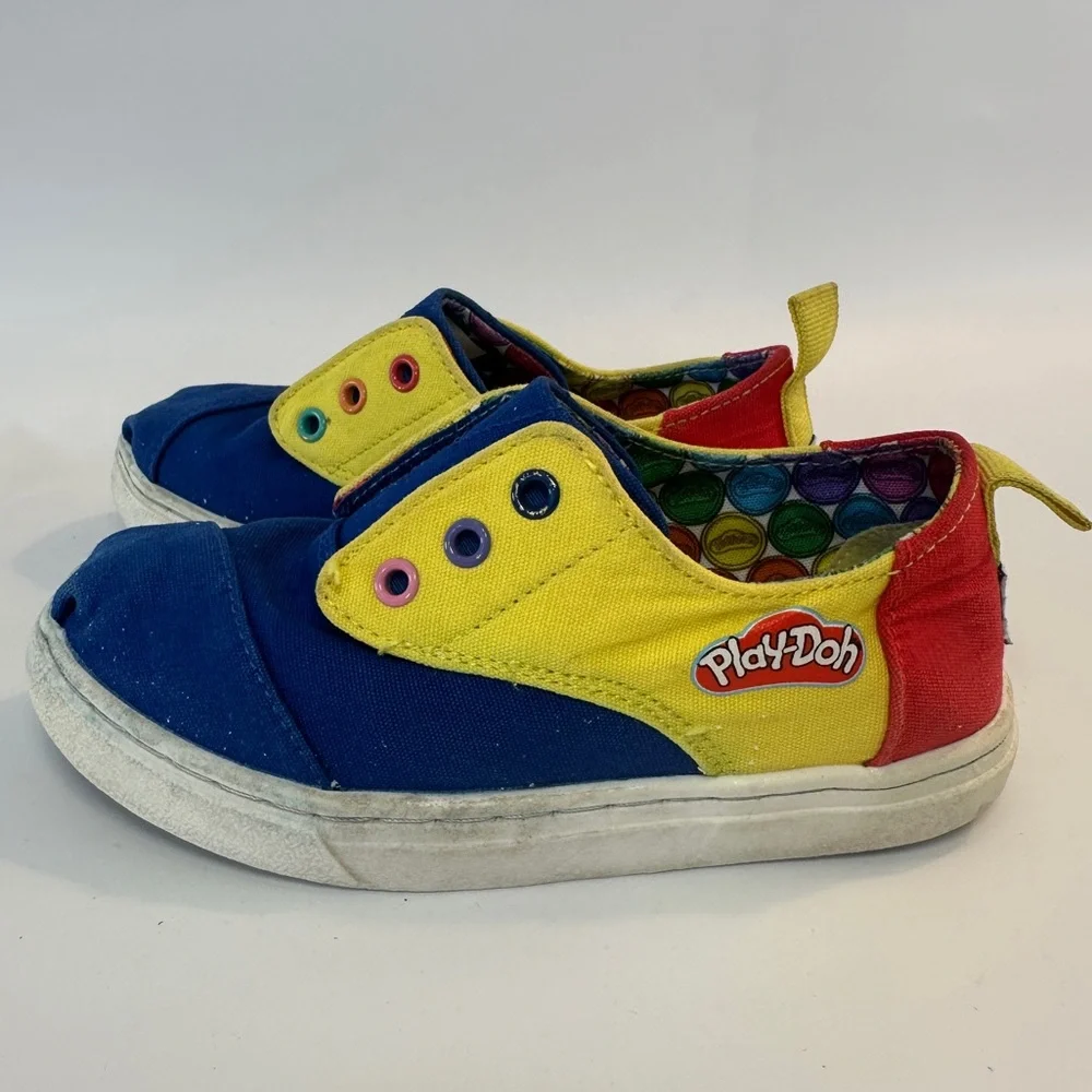 TOMS X Playdoh‎ Toddler 10 No Tie Velcro Shoes Sneakers Retro Unisex Kids
